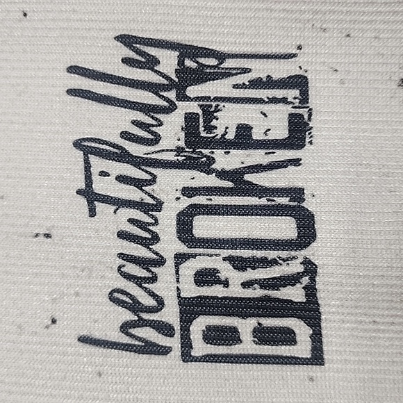 Beautifully Broken White Button-Up Cardigan with Black Accents. Sz L - Picture 2 of 6